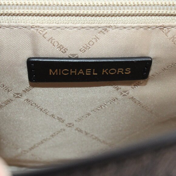 NWT Michael Kors Mimi Medium Logo Messenger Bag in Brown Coated Canvas - Picture 9 of 12